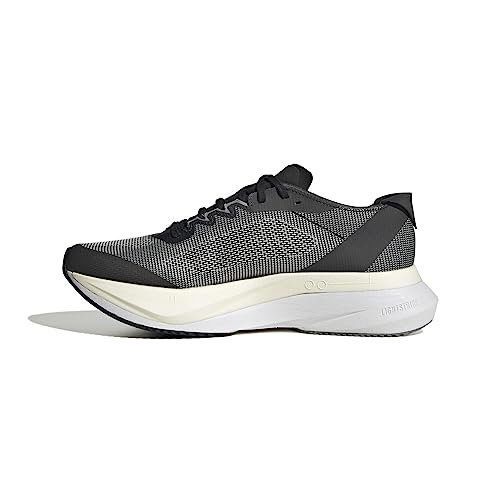 adidas Women's Adizero Boston 12 Sneaker, Black/White/Carbon, 6
