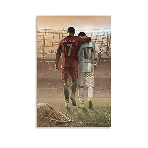 NBHYK Cristiano Ronaldo And Lionel Messi Poster framed Canvas Painting Picture Print Poster board Wall Decor Ready to Hanging 16x24 poster