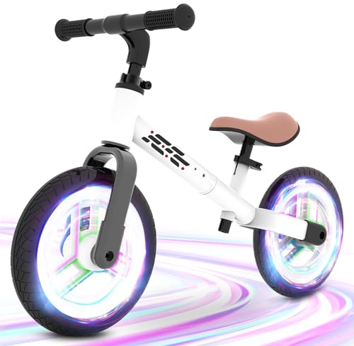 WETIFY Colorful Lighting Balance Bike 2 Year Old, 2-5 Year Old Toddler Balance Bike, No Pedal Bikes with Adjustable Handlebar & Seat, 2 3 4 5 Year Old Boy Girls Birthday Gifts Toys.