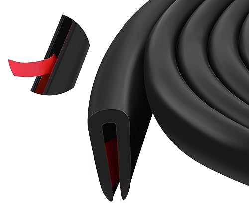 Rubber Edge Trim U Channel Edge Trim Sheet Metal Edge Guard Protector, Self-Adhesive EPDM Seal Strip for Panels, Car Doors, Steel Plates, Hatches, Table Corners, Fit 1/16'(1.6mm), 10Ft Length