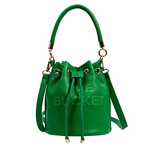 Bucket Bags for Women, Mini Bucket Bag Purses Soft Leather Crossbody Bucket Bags Drawstring Handbags Boho Bag (Green)