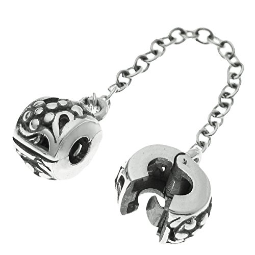 Queenberry Sterling Silver Stopper Safety Chain Bead For European Charm Bracelets