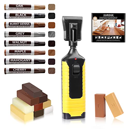 Floor Repair Kit Wood Markers Wax- Furniture Laminate Vinyl Plank Linoleum Hardwood Repair Kit Touch Up Marker Pens Cover Scratches, Stains, Cracks, Holes for Floor, Door, Cabinet, Table, Stairs etc.