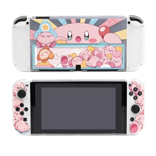 ENFILY for Cute Cappy's Doll Machine Soft Shockproof Dockable Cover Case Compatible with Nintendo Switch OLED, Durable Scratch Resistant Shell for Joycon, Silicone Protective Skin Set