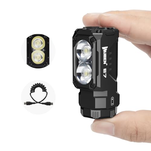 WUBEN E7 1800 Lumen Rechargeable Mini Flashlight with Magnet - Super Bright 6 Modes EDC Flashlight, Typ-C Rechargeable LED; IPX8 Pocket Flashlight for Headlamp Use, Rescue, Camping