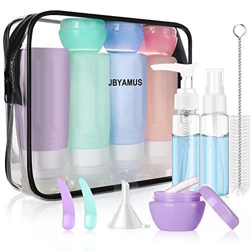 JBYAMUS 16 Pcs Silicone Bottles Set, Leak-Proof Design, Travel Size, TSA Approved for Toiletries, Portable Containers and Best Gifts for Women (BPA Free)