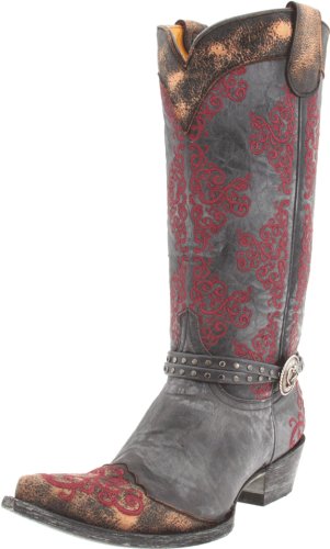 Old Gringo Women's L1000 Boot,Black/Red,7 M US
