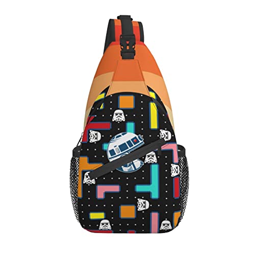 Star Gaming Block Chest Sling Bag Crossbody Backpack Travel Hiking Casual Daypack For Women Men One Size