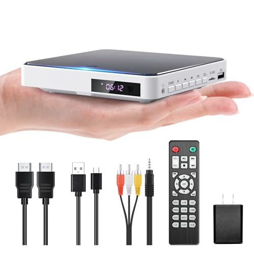 Arafuna Mini DVD Players for TV, DVD Player HDMI with Remote Control and RCA Cord, 1080P HD Region Free DVD Players Compatible with USB/TF Card, Small Compact CD/DVD Player for Home Support PAL/NTSC