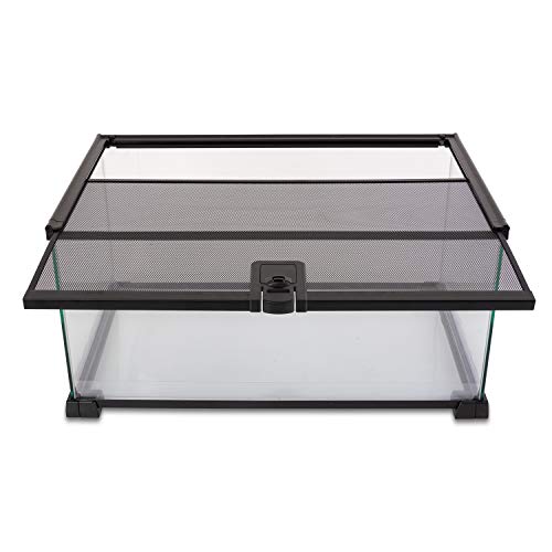 REPTI ZOO 10 Gallon Reptile Tank Glass Natural Cages Terrarium 20' x 12' x 10' Sliding Screen Top for Reptile Hamster Hedgehog Small Animals