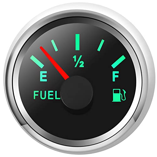 Rupse Fuel Gauge for Boat,Fuel Level Gauge 2' 52mm 8 Color Backlight 5 Signals Adjustable 0-190ohm,0-180ohm,10-180ohm,240-33ohm,240-30ohm，Fuel Gauge Kit for Car RV Truck Vehicle Motorcycle