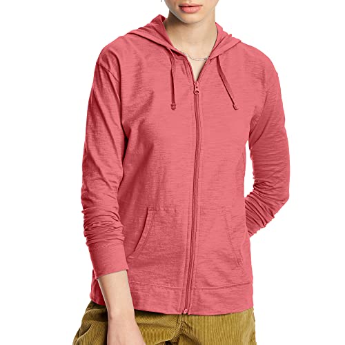 Hanes Women's Jersey Full Zip Hoodie, Briny Pink, Medium