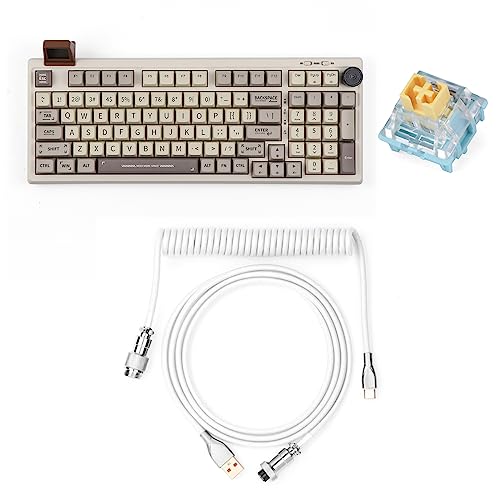 EPOMAKER RT100 97 Keys Gaming Keyboard with Display Screen, Mix Coiled Cable(Sea Salt Silent Switch)