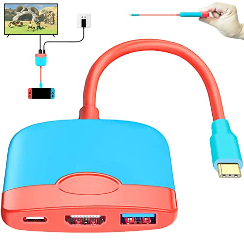 Portable Switch Dock for Nintendo Switch HDMI Adapter Switch Portable Dock for Nintendo Switch TV Adapter Switch Adapter for TV Switch Travel Dock 3-In-1 Switch Docking Station Switch USB C to HDMI