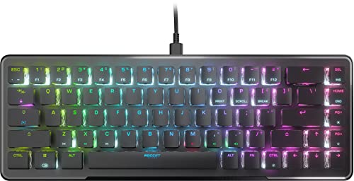 ROCCAT USB Vulcan II Mini – 65% Optical PC Gaming Keyboard with Customizable RGB Illumination, Detachable Cable, Button Duplicator, Aluminum Plate, 100M Keystroke Durability - Black