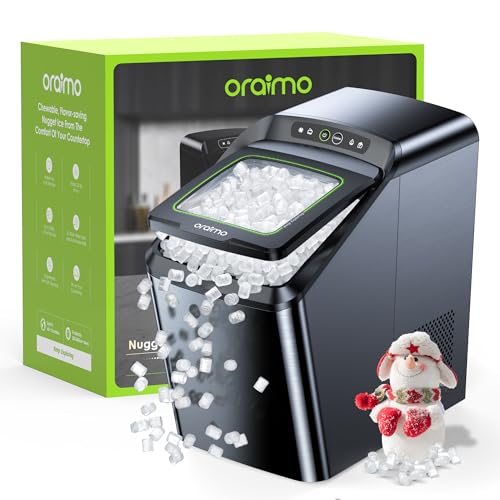 Oraimo Nugget Ice Maker, Ice Makers Countertop, 26 Lbs/Day Tooth-Friendly Chewable Ice with Self-Cleaning & Auto Water Refill, Sonic Pebble Ice Maker Machine for Party, RV, Home and Kitchen, Black