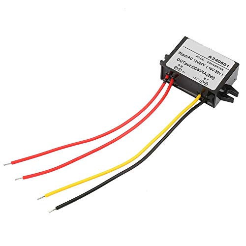 Waterproof Voltage Power AC 12V 24V to DC 5V Buck Voltage Regulator Waterproof Power Module for Car Waterproof Step Down Converter (1A)