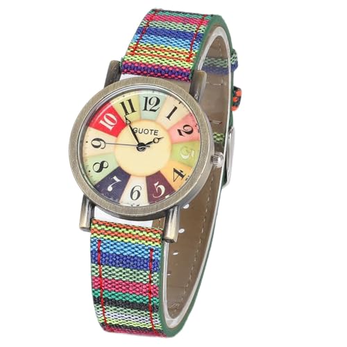 LUKYBIRDS Multi Color Rainbow Pattern Watches,Quirky Boho Hippie Watch, Wonderful Watches Gift for Women,PU Leather Woven Strap Watches