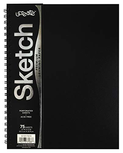 UCreate Poly Cover Sketch Book, Heavyweight, 9' x 12', Black, 75 Sheets
