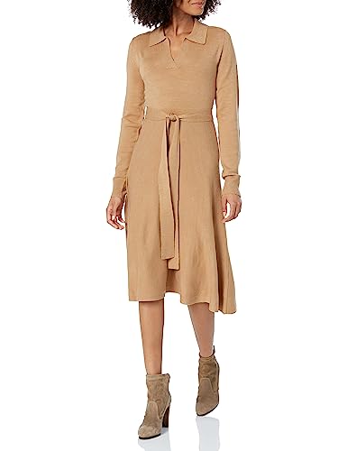 French Connection Women's Babysoft Judith Belted Dress, Camel Mel, XL