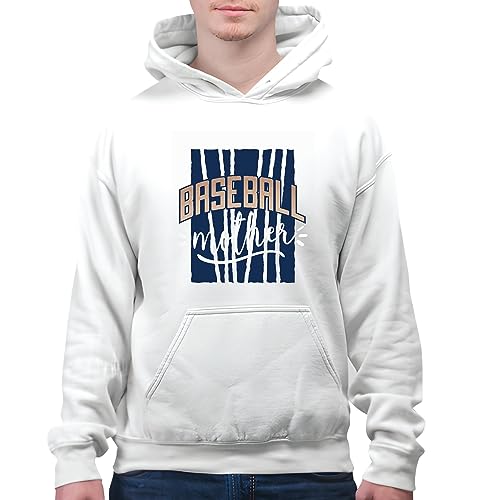 Gift for Sports Fans Mother Lettering on Blue Background Ball Design White and Muticolor Unisex Hoodie