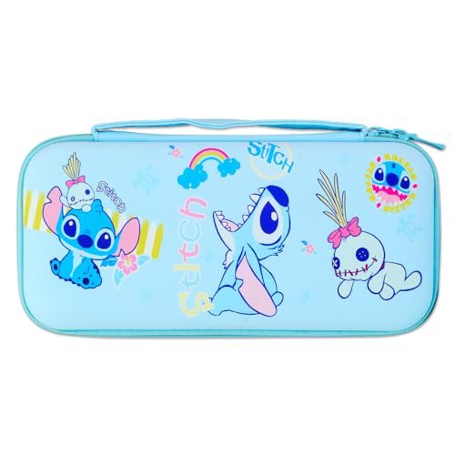 PERFECTSIGHT Cute Switch Carrying Case for Nintendo Switch OLED, Kawaii Hard Shell Portable Travel Carry Case with 12 Game Card Slots, Inner Protective Storage Bag for NS Console & Accessories (Blue)