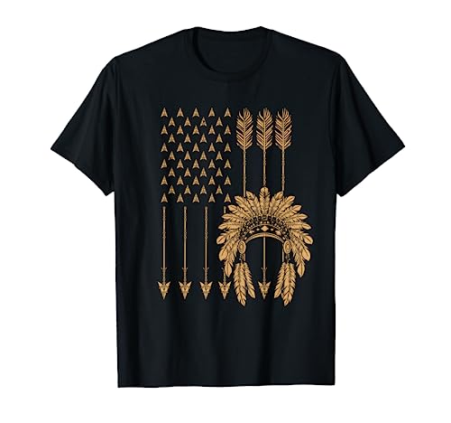 Funny Native American Flag Gift Cool USA Tribe Patriotic T-Shirt