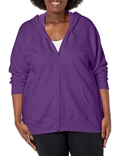 JUST MY SIZE womens Comfortsoft Ecosmart Fleece Full-zip Women's athletic hoodies, Violet Splendor Heather, 2X US