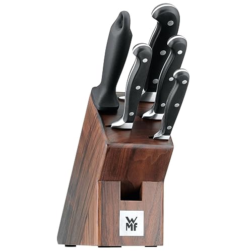 WMF Spitzenklasse Plus Performance Cut Double Serrated Blade Walnut Wood Knife Block, 38 x 20.5 x 10 cm, Multi-Colour
