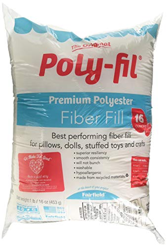 Fairfield The Original Poly-Fil, Premium Polyester Fiber Fill, Soft Pillow Stuffing, Stuffing for Stuffed Animals, Toys, Cloud Decorations, and More, Machine-Washable Poly-Fil Fiber Fill, 16-ounce Bag
