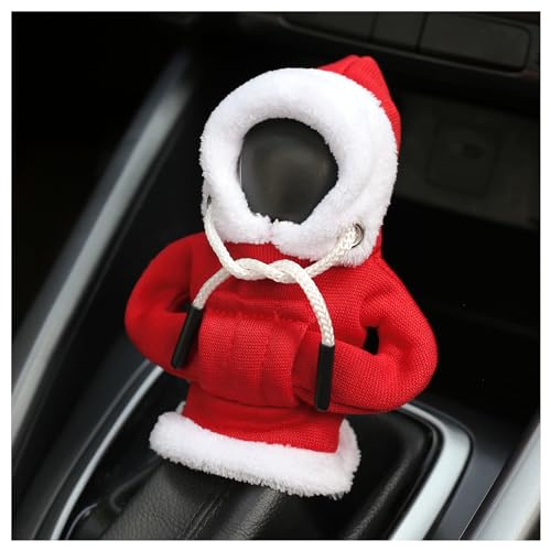 OFBAND Hoodie Car Gear Shift Cover,Christmas Car Decor Gear Shift Knob Cover for Manual/Automatic Shift Knob,Universal Car Accessories Hoodie for Gear Shifter Knob (Christmas Red)