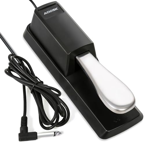 Aodsk Piano Sustain Pedal,Keyboard Sustain Pedal for Digital Piano With Polarity Switch and Anti-Slip Rubber Bottom For MIDI Keyboards, Digital Pianos,1/4'' (6.35mm) Input Plug