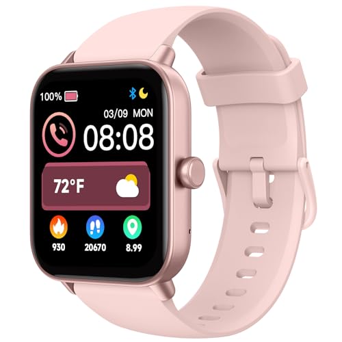 TOOBUR Smart Watch for Women Alexa Built-in, 1.8' Compatible Android iPhone, Answer&Make Call/Heart Rate/Step Counter/Sleep Tracker/100 Sports, Fitness Tracker Watch IP68 Waterproof Swimming
