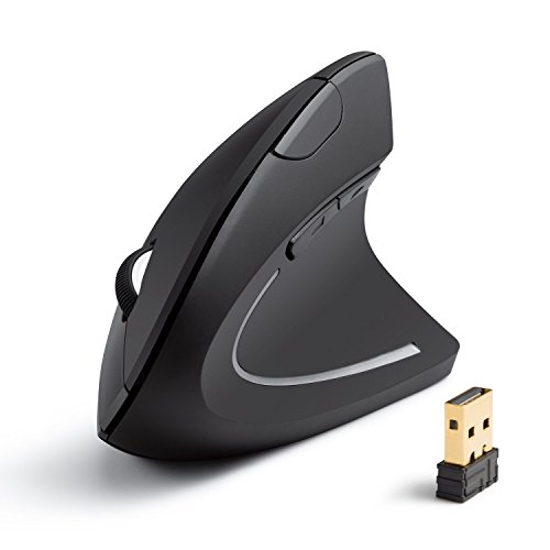 Anker 2.4G Wireless Vertical Ergonomic Optical Mouse, 800/1200 /1600 DPI, 5 Buttons for Laptop, Desktop, PC, MacBook - Black (Renewed)