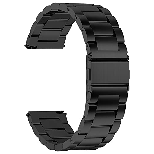 Fullmosa 22mm Metal Chain Watch Bands Strap Compatible with Samsung Galaxy Watch 46mm,Galaxy Watch 3 45mm,Gear S3 Frontier/Classic,Huawei Watch GT,Garmin Vivoactive 4/Forerunner 945, Black