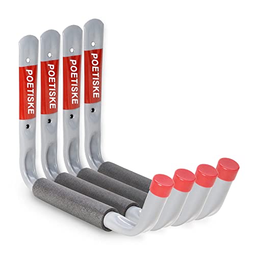 POETISKE Utility Hooks Ladder Hooks with 9.8'' Jumbo Arm Garage Storage Organizer Hang Folding Chair Bike Ski Tool Heavy Duty 4PC