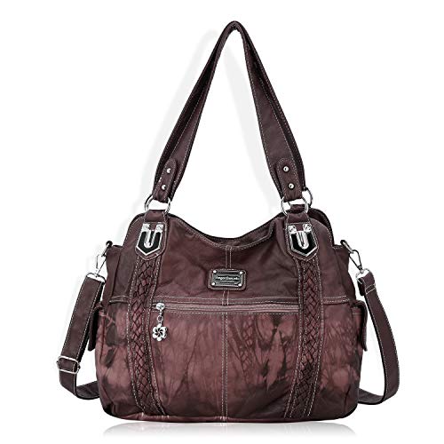 Angel Barcelo Womens Handbags Leather Purse Shoulder Tote Bags Ladies Designer Satchel Bags Top Handle Bags For Women Red Mahogany