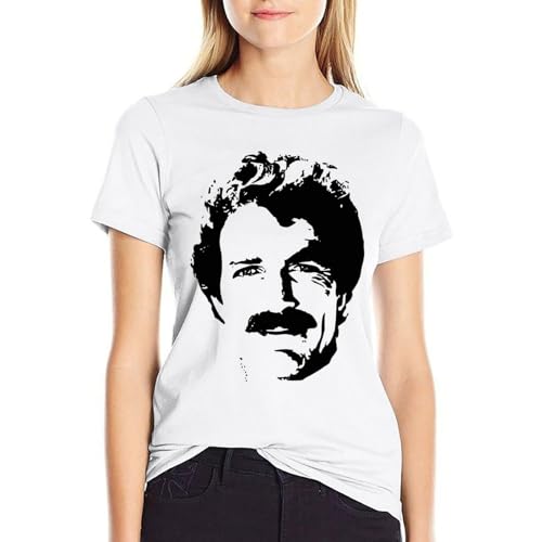 Tom Actor Selleck Shirt Women's Casual Summer Short Sleeve Graphic T Shirts Trendy Basic Tees Tops