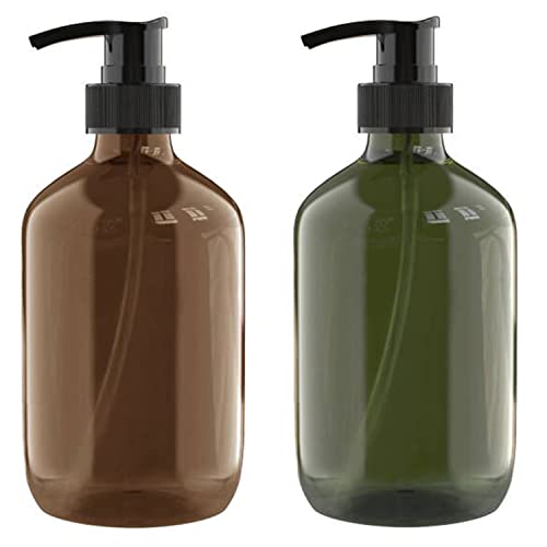 2 PCS 10 OZ Pump Bottle Plastic Pump Lotion Dispenser Empty Bottles for Shampoo Lotion Body Wash, Multicolor