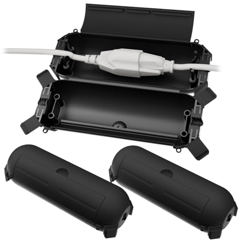 Flemoon [3 Pack] Outdoor Extension Cord Safety Cover with Waterproof Seal, Weatherproof Electrical Connection Box to Protect Outdoor Outlet, Plug, Socket, Christmas Holiday Decoration Light, Black