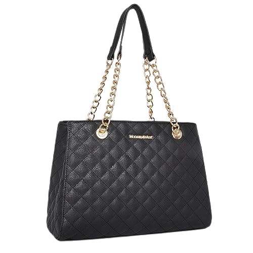 Montana West Tote Bag for Women Quilted Handbags Hobo Shoulder Purse Satchel Black Christmas Gift MWC-040BK