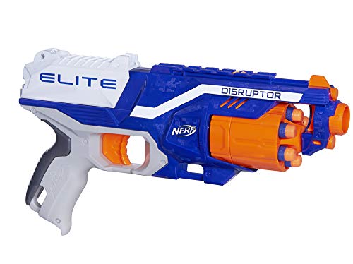 NERF Disruptor Elite Blaster - 6-Dart Rotating Drum, Slam Fire, includes 6 Official Nerf Elite Darts - for Kids, Teens, Adults (Amazon Exclusive)