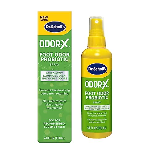 Dr. Scholl's ODOR-X FOOT ODOR PROBIOTIC SPRAY, 4 oz // Immediately Eliminates The Worst Odors - Prevents Embarrasing Odors From Returning - Restores Skin's Microbiome