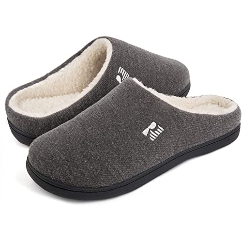 RockDove Men's Sherpa Lined Memory Foam Clog Slipper, Size 9-10 US Men, Grey