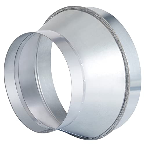 Dunzy Duct Reducer 8 to 6 Inch Ducting Connector Duct Adapter Air Ducting Reducer Increaser Round Air Duct Reducer Galvanized Steel Air Duct Adapter for Bathroom Kitchen (1 Piece)