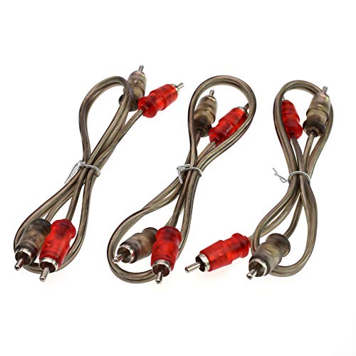 Conext Link Audio RCA Interconnect Cable Patch Male to Male OFC Spiral Braid (1.5FT, 3 Pack) （13022）