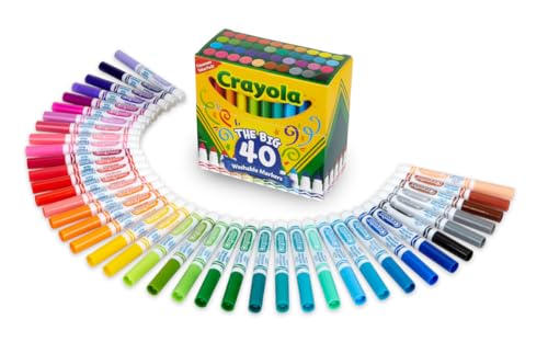 Crayola Ultra Clean Washable Markers (40 Count), Coloring Markers for Kids, Art Supplies, Marker Set, Gifts for Kids, 3, 4, 5