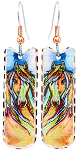 Women's Horse Earrings Dangle Colorful Painted Art Jewelry Earrings, Horse Jewelry, Horse Gifts Artist Earrings