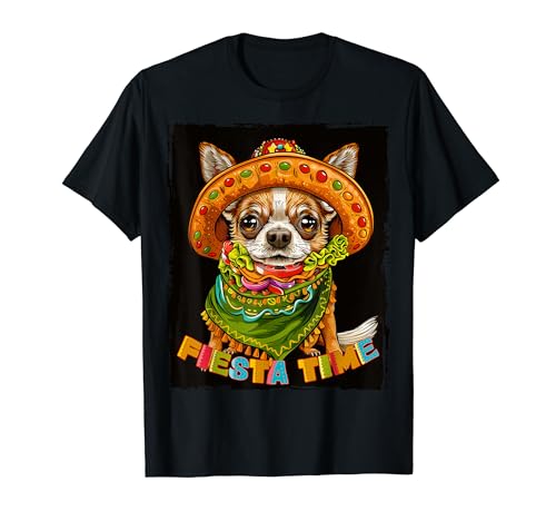 Cute Chihuahua Dog Cinco De Mayo Mexican Tacos Fiesta T-Shirt