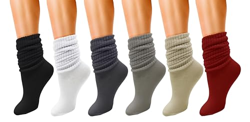 Winterlace 6 Pairs Slouch Socks for Women, Soft Extra Long Scrunch Knee High Sock, Bulk Pack (Assorted #5)